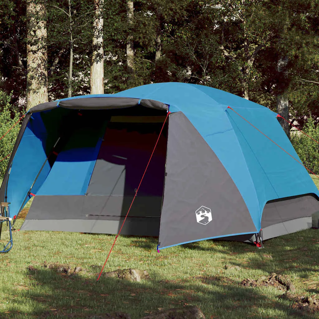 vidaXL Camping Tent with Porch 4-Person Blue Waterproof