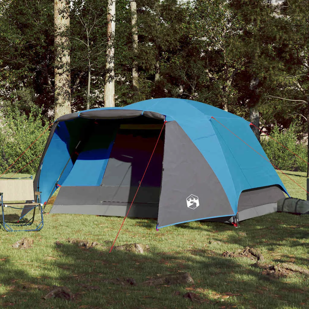 vidaXL Camping Tent with Porch 4-Person Blue Waterproof