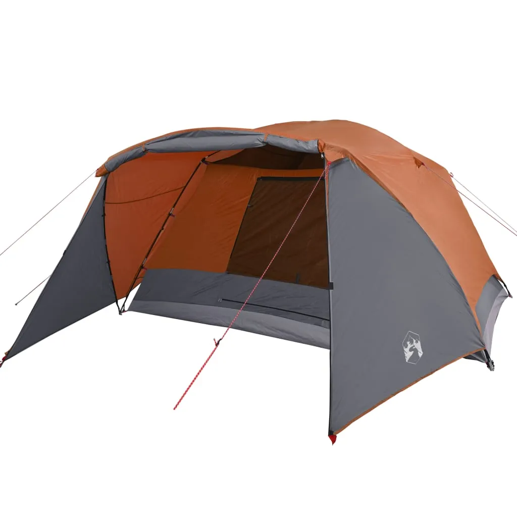 vidaXL Camping Tent with Porch 4-Person Grey and Orange Waterproof