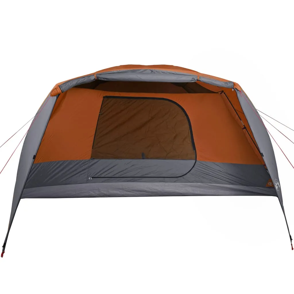 vidaXL Camping Tent with Porch 4-Person Grey and Orange Waterproof