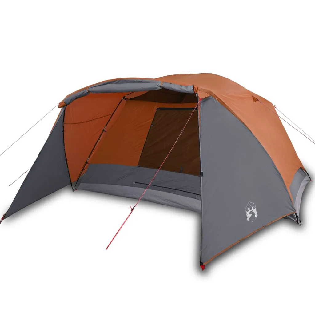 vidaXL Camping Tent with Porch 4-Person Grey and Orange Waterproof