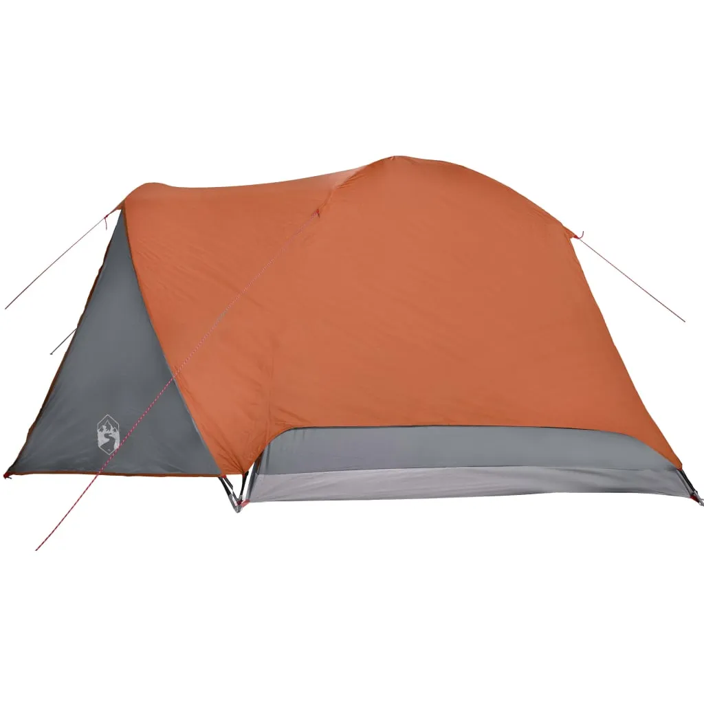 vidaXL Camping Tent with Porch 4-Person Grey and Orange Waterproof