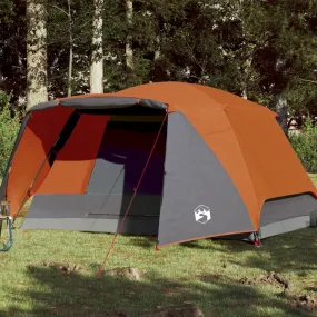 vidaXL Camping Tent with Porch 4-Person Grey and Orange Waterproof