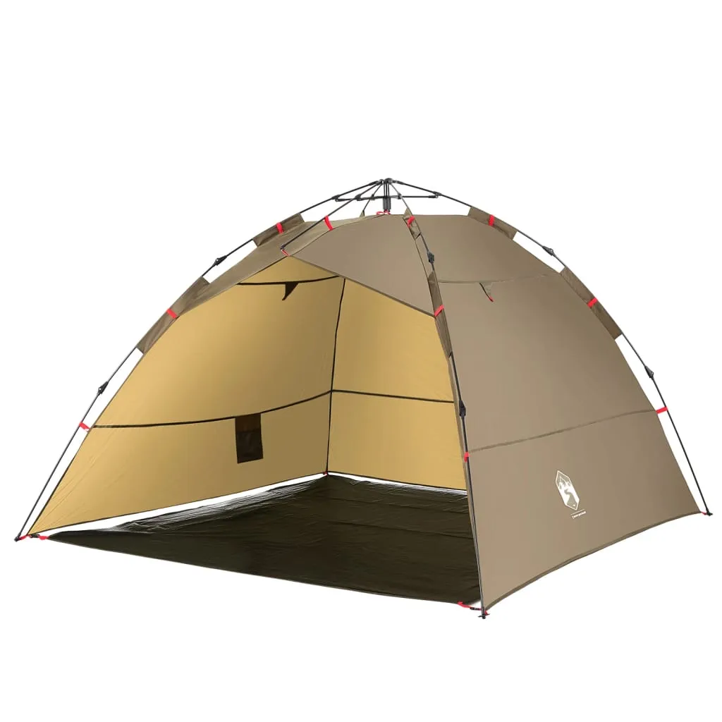 vidaXL Fishing Tent 4-Person Brown Quick Release