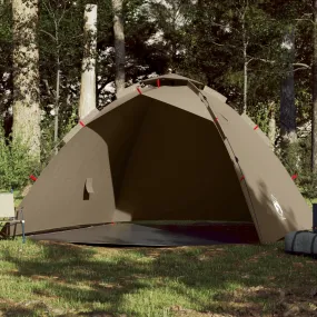 vidaXL Fishing Tent 4-Person Brown Quick Release