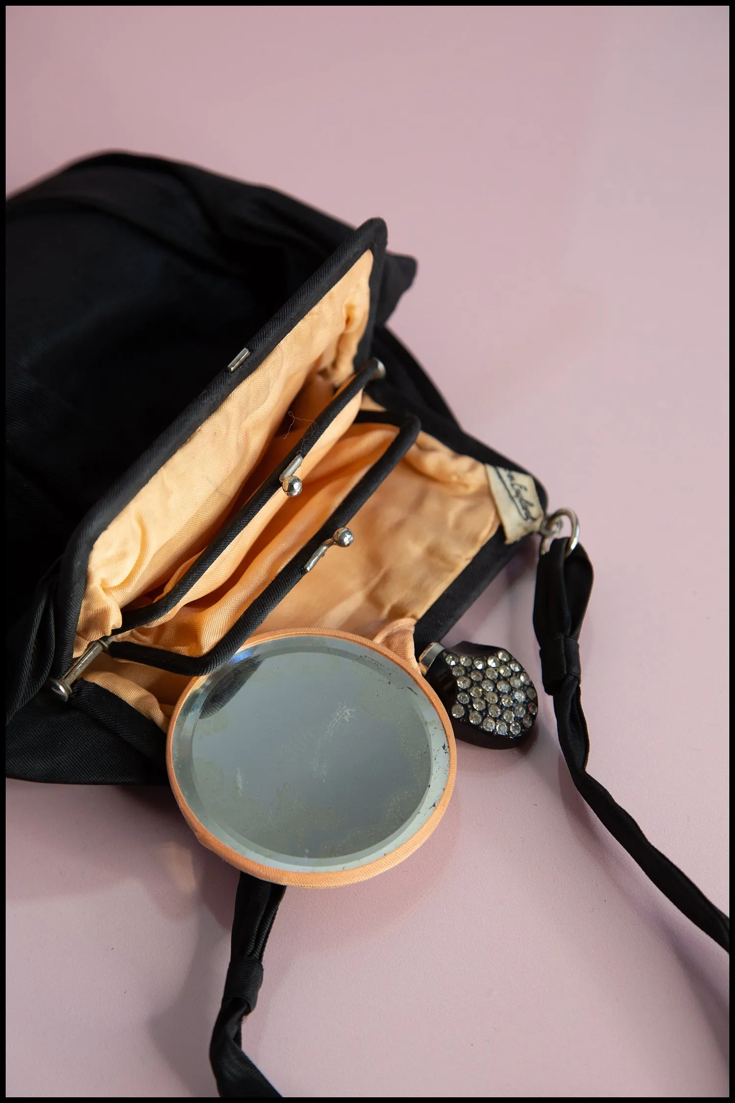 Vintage 1950s Black Taffeta Evening Bag