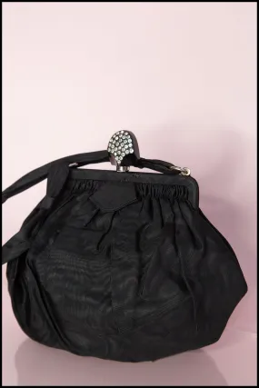 Vintage 1950s Black Taffeta Evening Bag