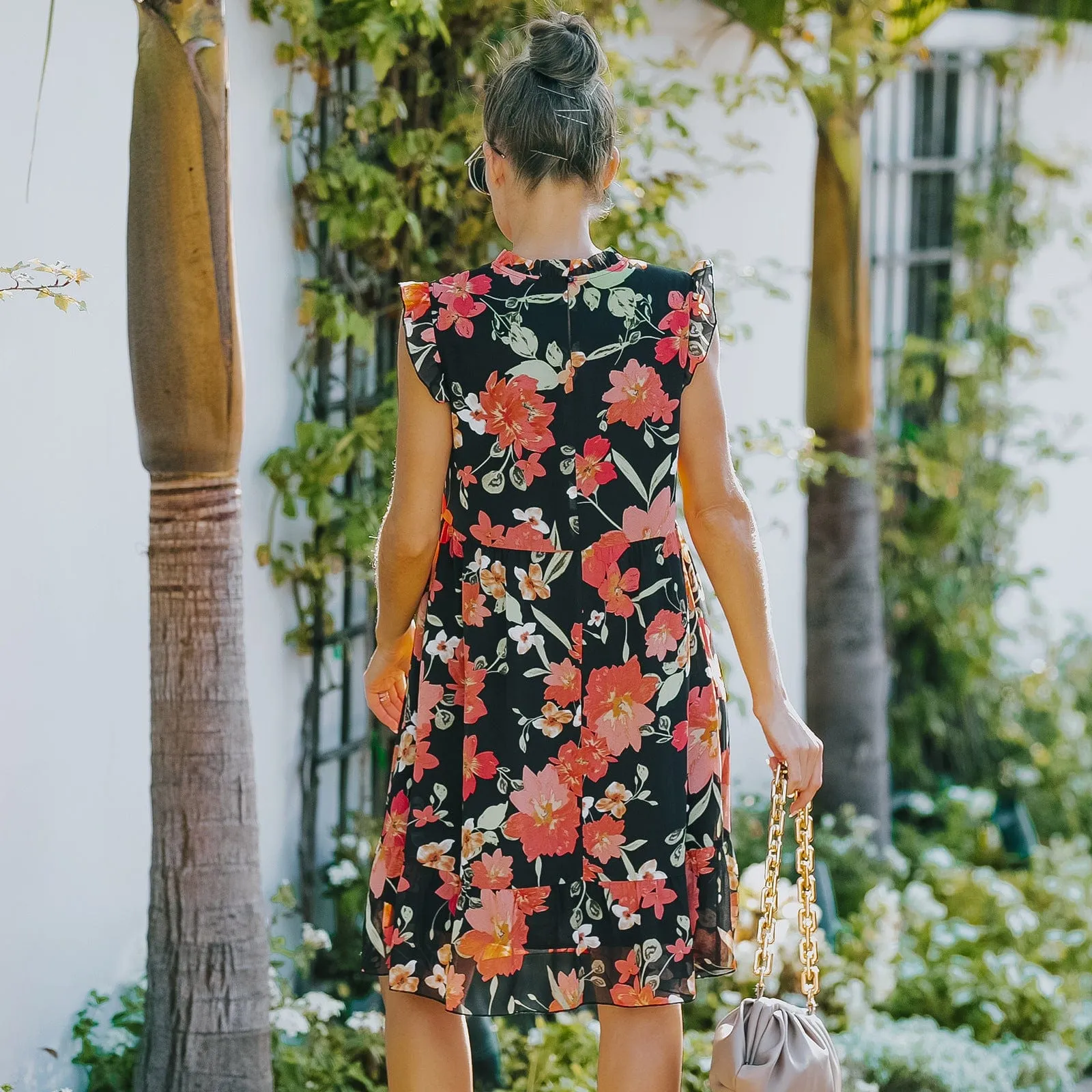 Vintage Floral Ruffle Dress