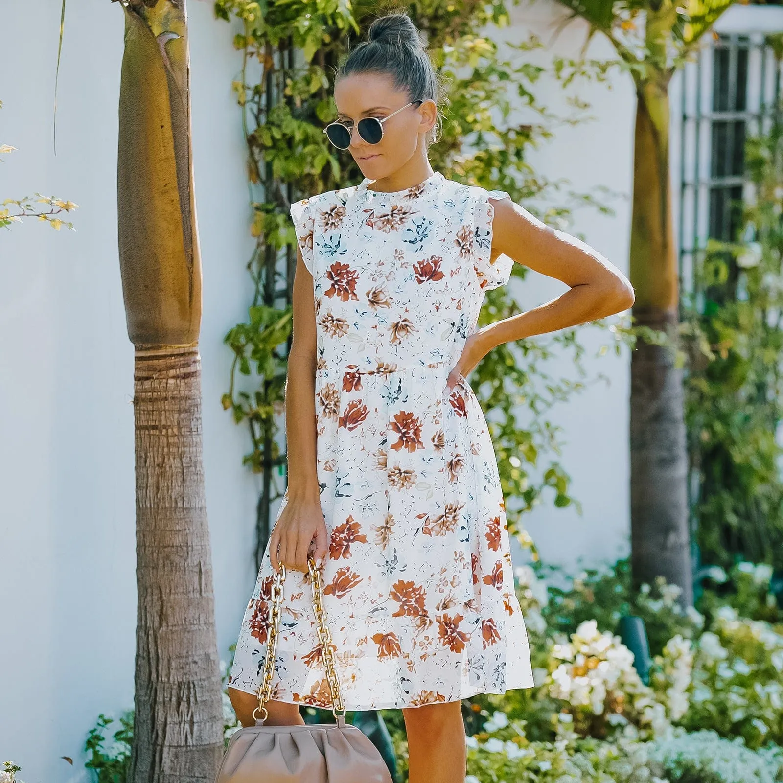 Vintage Floral Ruffle Dress