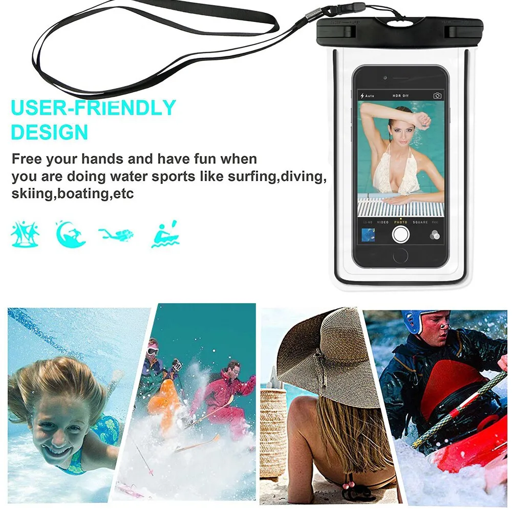 Waterproof Phone Case For Swimming Underwater Surfers Universal Waterproof Pouch Funda Bag For Smartphone Size 4''-6.5'' Cases