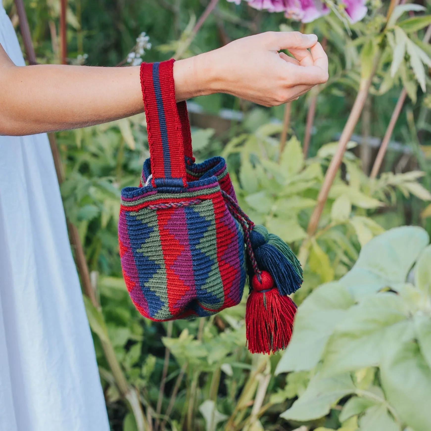 Wayuu Mini Chequered Bucket Bag