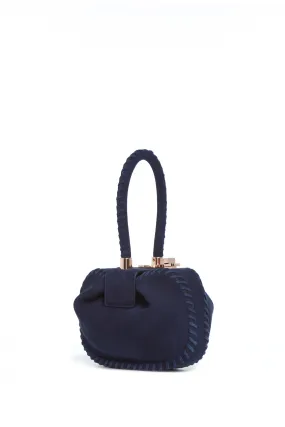 Whipstitch Demi Bag in Navy Suede