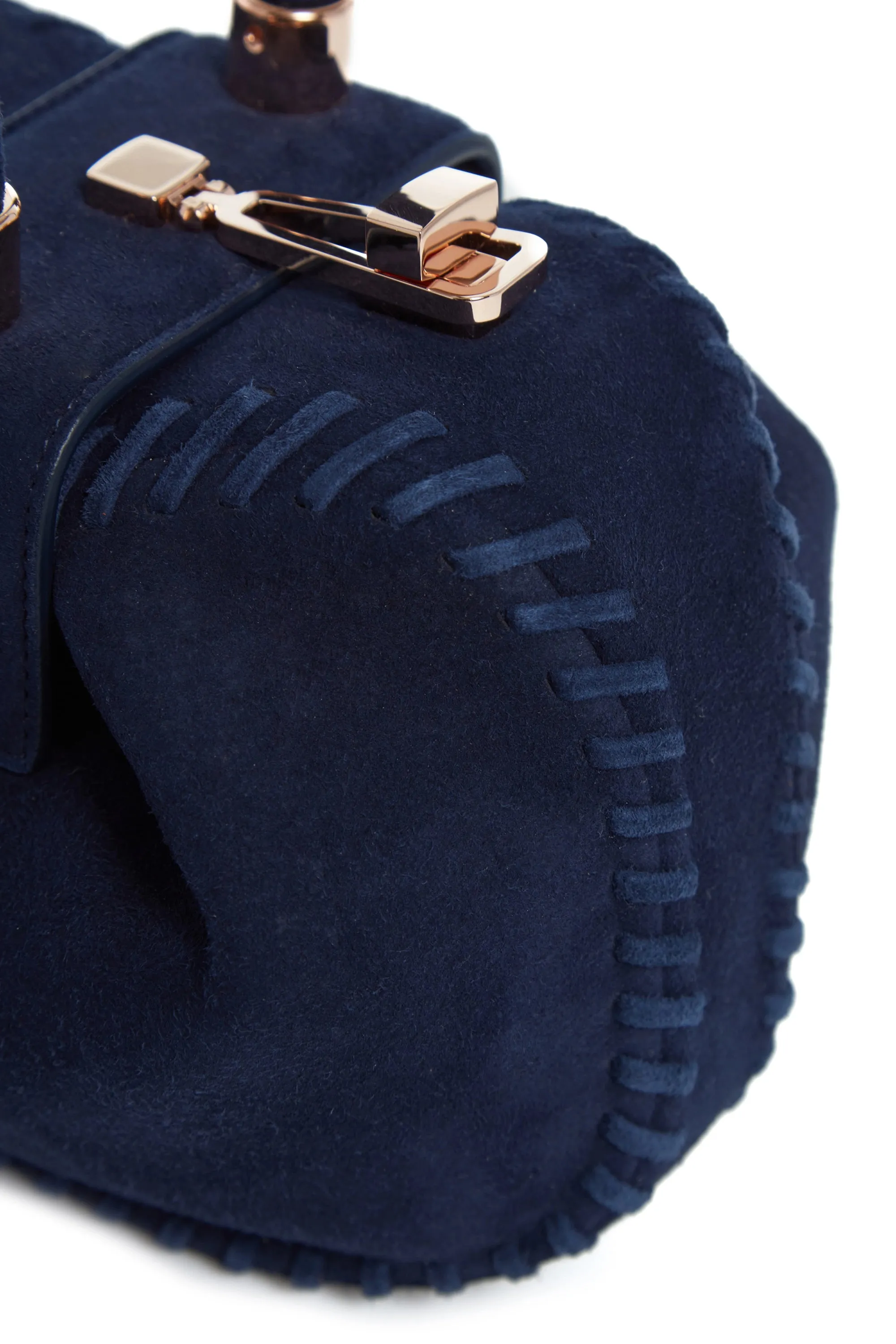 Whipstitch Demi Bag in Navy Suede