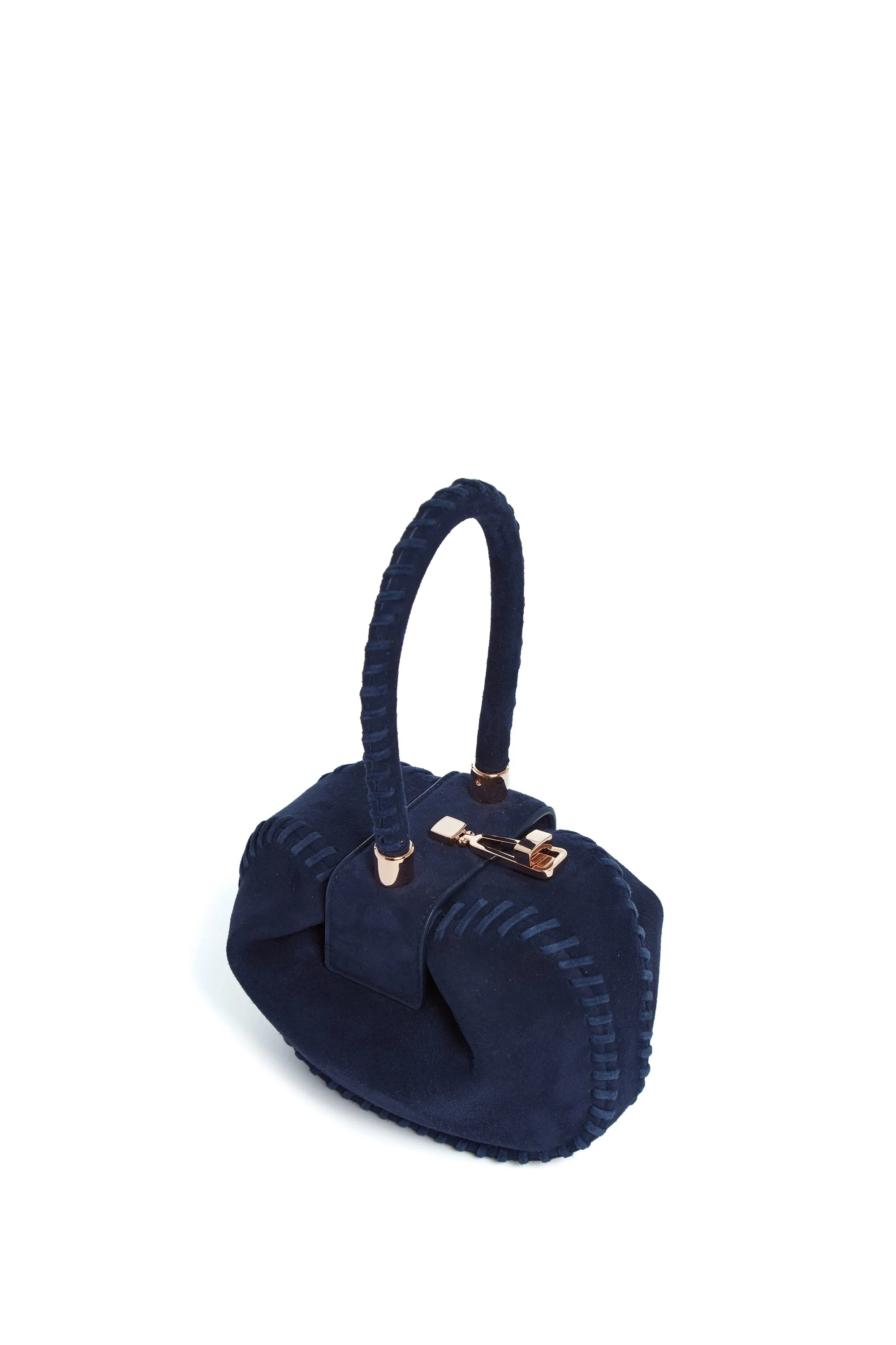 Whipstitch Demi Bag in Navy Suede