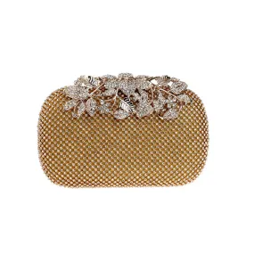 Women Evening Clutch Crystal Rhinestone Flower Bridal Handbag