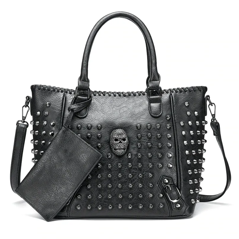 Women Leather Skull Handbag