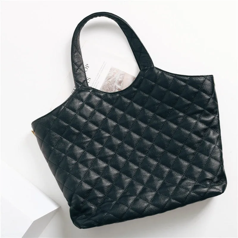 Womens Large Quilted Leather Tote Bag