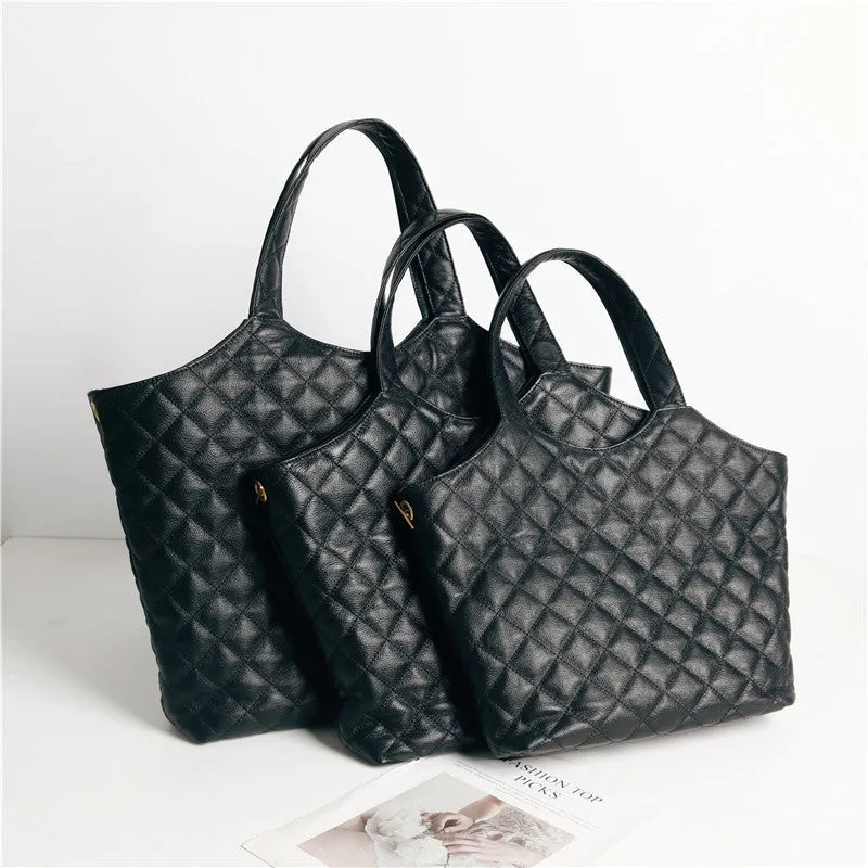 Womens Large Quilted Leather Tote Bag