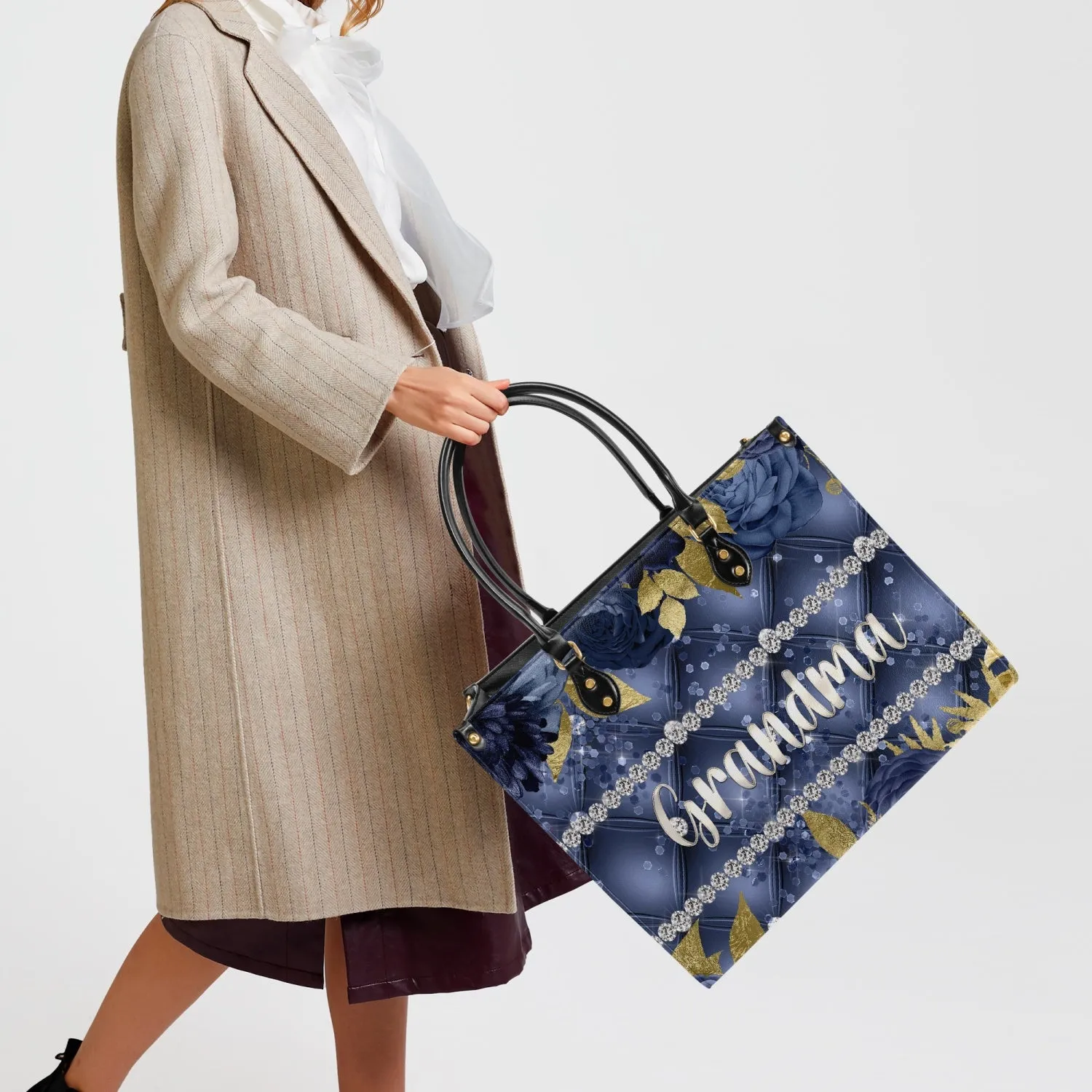 Women's Tote Bag - Navy Floral - Grandma