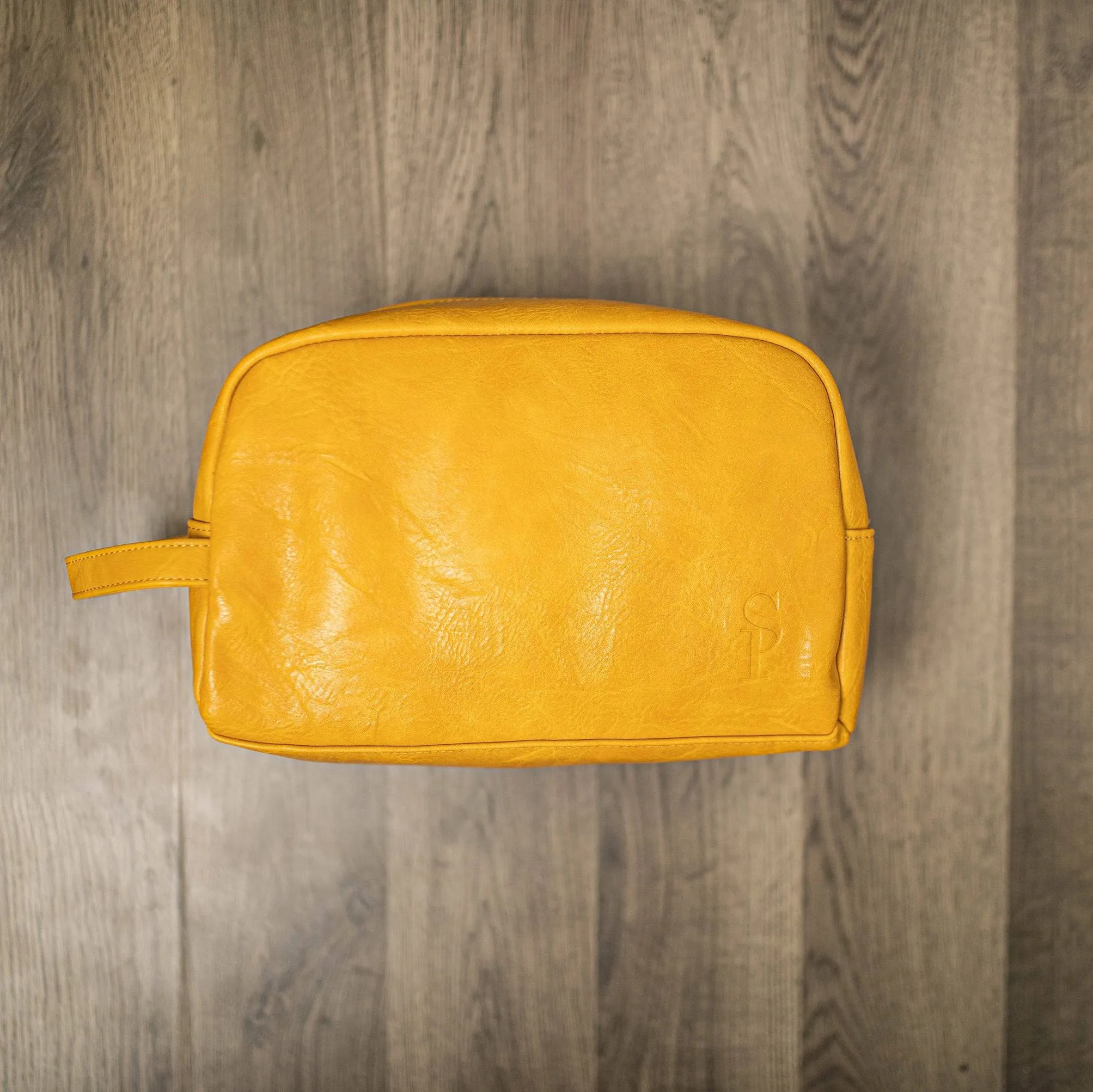 Yellow Leather Toiletry Bag