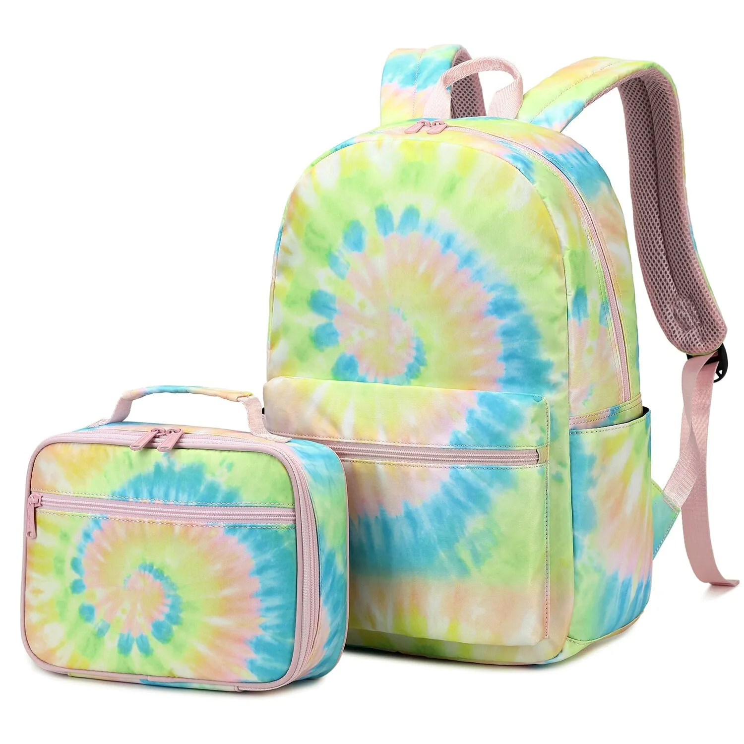 Yellow Spiral Swirl Tie Dye School Bag Backpack