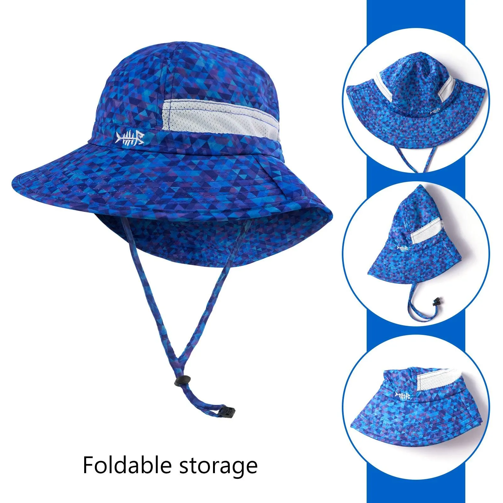 Youth UPF 50  Sun Hat with Wide Brim Neck Flap Mesh Vent