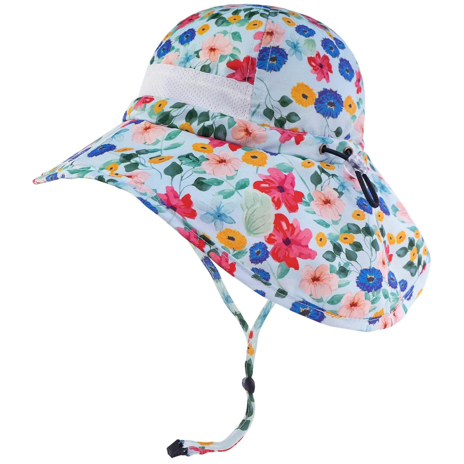 Youth UPF 50  Sun Hat with Wide Brim Neck Flap Mesh Vent