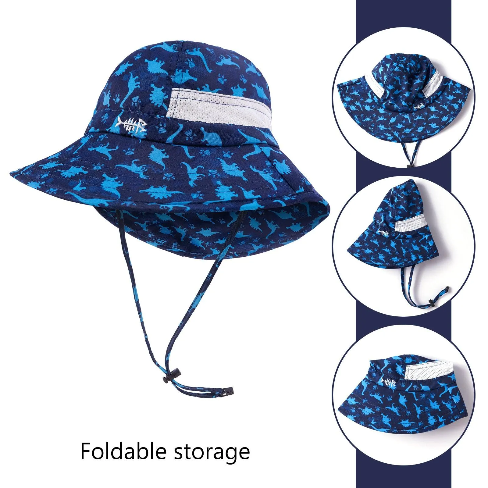 Youth UPF 50  Sun Hat with Wide Brim Neck Flap Mesh Vent