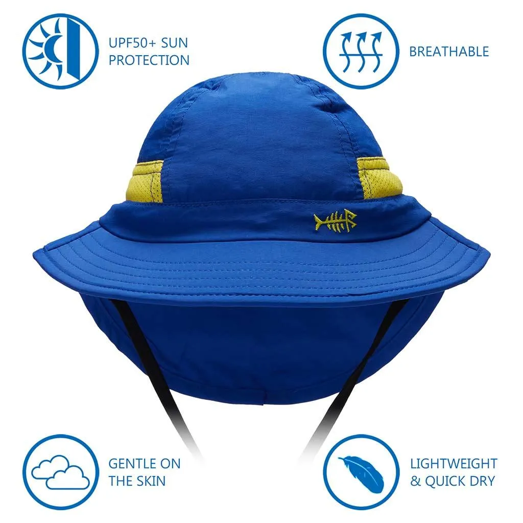 Youth UPF 50  Sun Hat with Wide Brim Neck Flap Mesh Vent