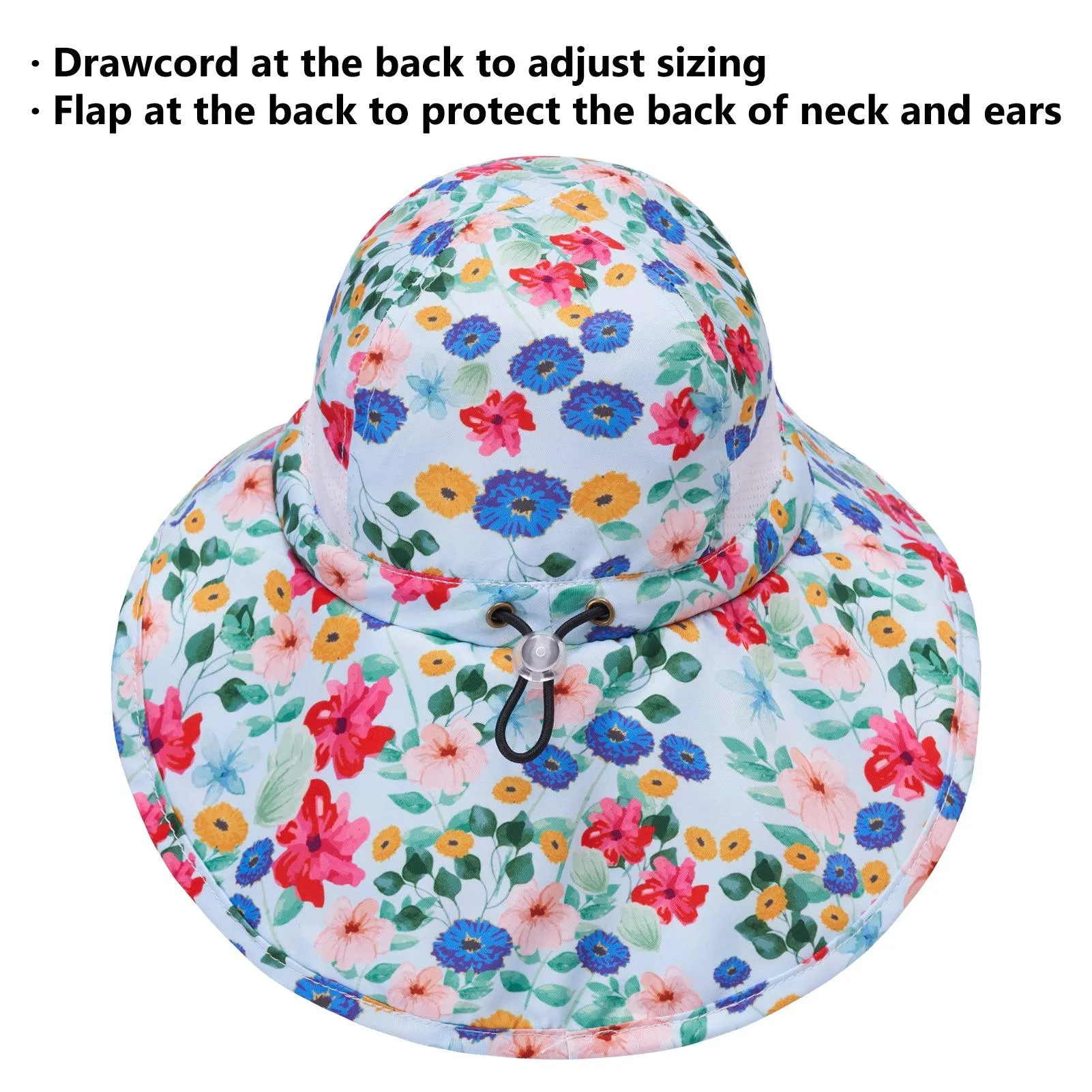 Youth UPF 50  Sun Hat with Wide Brim Neck Flap Mesh Vent