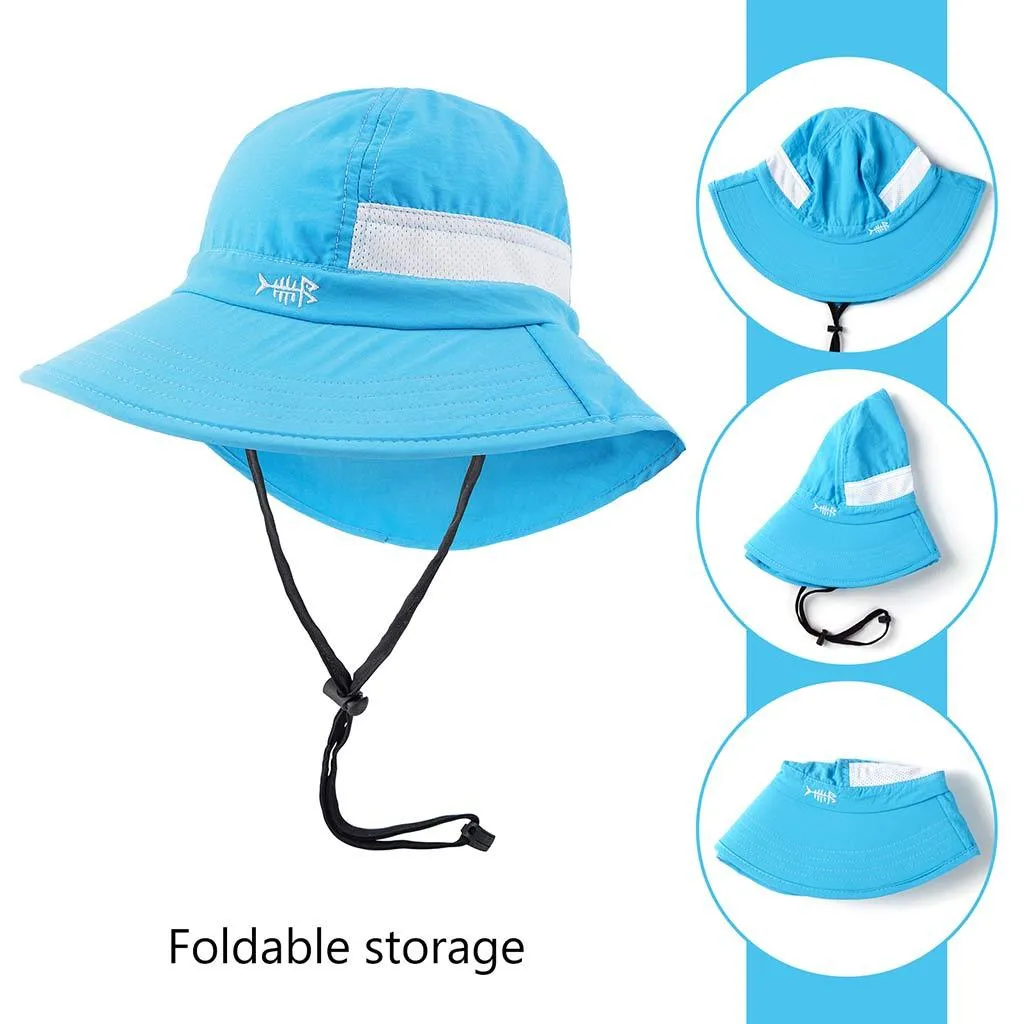 Youth UPF 50  Sun Hat with Wide Brim Neck Flap Mesh Vent