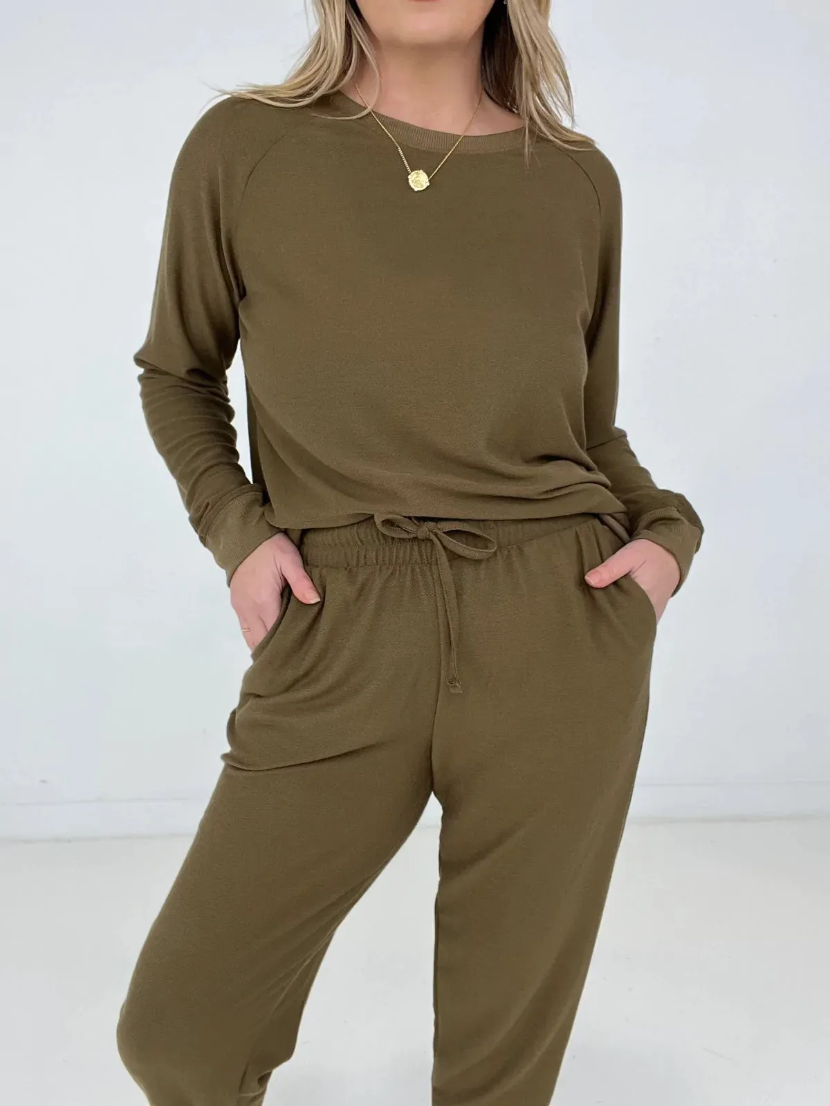 Zenana "Splendid" Reverse Soft French Terry Top & Jogger Set